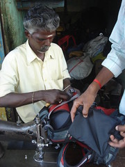tamil tailor fixing my pack