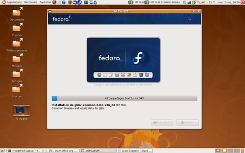 Installation de Fedora 9 en cours