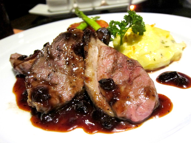 Pan Seared Duck Breast with Blue Berry Sauce and Scalloped Potatoes