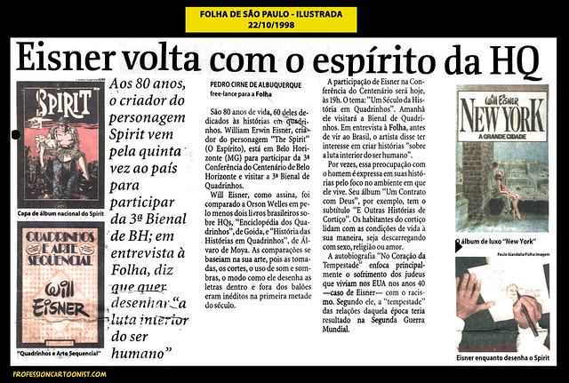 "Eisner volta com o espírito da HQ" - Folha de São Paulo - 22/10/1998