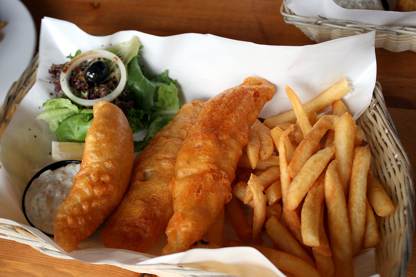 Beer battered fish and chips