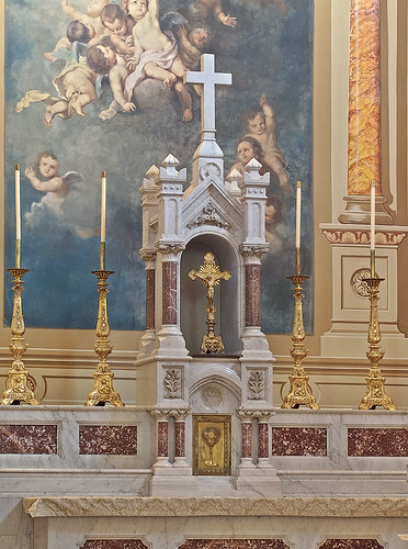Saint Mary of the Barrens Roman Catholic Church, in Perryville, Missouri, USA - tabernacle and crucifix