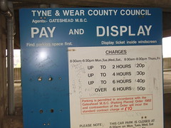 Pay and display sign from car park level 12