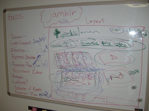 Jamblr site on a whiteboard