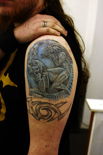 Alien-V's-Predator Tattoo. Tattooed at The Tattoo Studio, Crayford