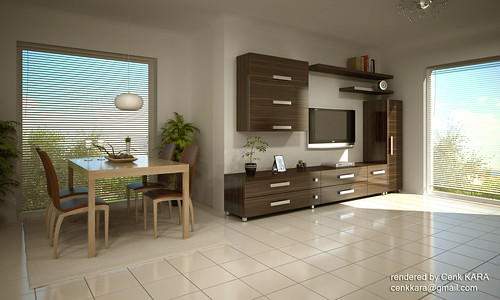 Living Room Furniture with TV Unit Rendering