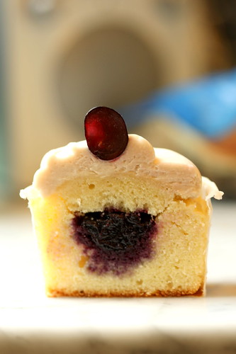 grape cupcake cross section