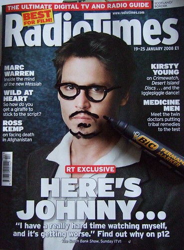  Johnny Depp with comedy moustache and beard; ← Oldest photo