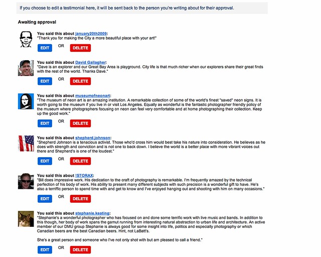 If You Want to See if You Have Any Testimonials Waiting For Your Approval on Flickr, Click Here...