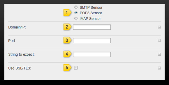 Settings for POP3 and IMAP monitoring