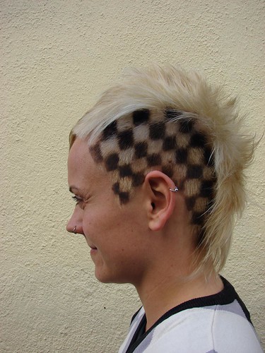  hair color black and white chess pattern 