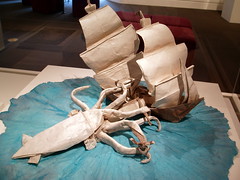 Origami Giant Squid and Ship