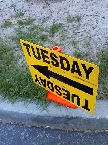 "TUESDAY" production sign