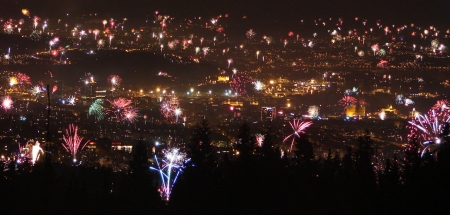 Fireworks in Oslo, Norway, on 1st Jan 2008