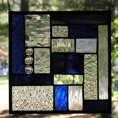 Diamonds and Sapphires (coolartglass) Tags: blue abstract texture geometric stainedglass clear suncatcher windowpanel