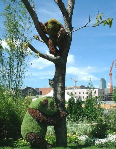 Green Panda Sculptures