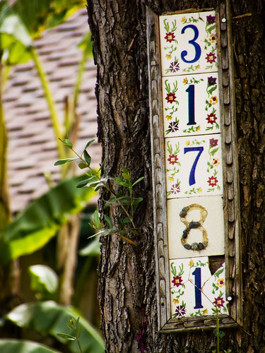 House number in spanish tiles