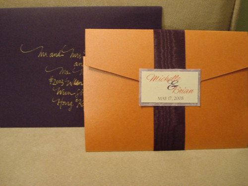 Dark Purple Envelopes And Gold Calligraphy Ink