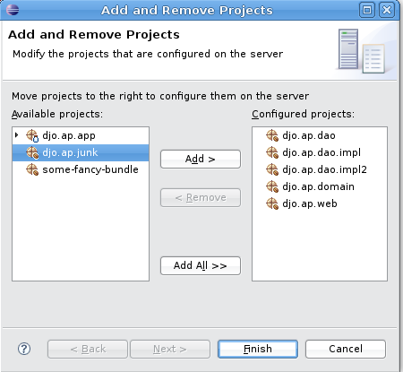 Add remove projects