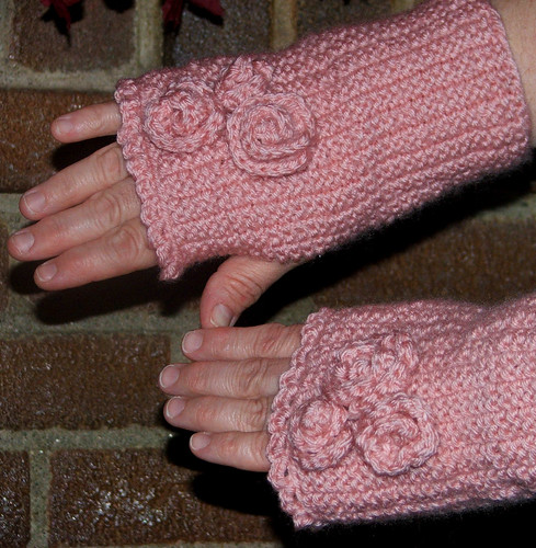 Roses and Ruffles Fingerless Mitts