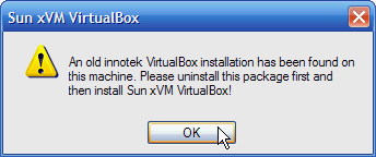 Fig. 1 - VirtualBox nuovamente da disinstallare per passare alla versione successiva