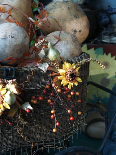 fall decorated baby carriage
