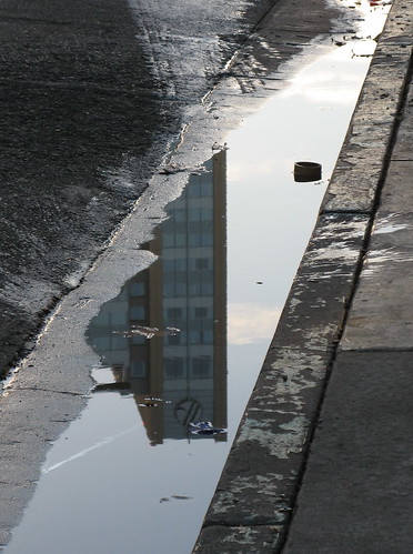 Marriott hotel in a water puddle