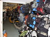 An entire wall of backpacks