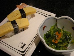 Japanese Dinner - Egg sushi and seaweed