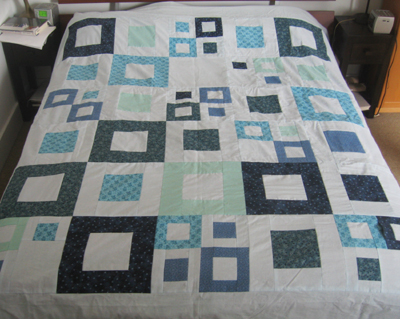Finished top of "Blue Squares" quilt