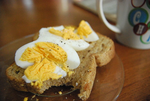 Hard-boiled egg on toast