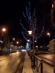 blue street lights