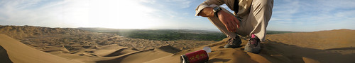 Hiking in the sand dunes near Shanshan, Xinjiang Province, China