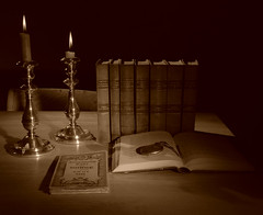 Books, candles, map, watch - D80 in-camera Sepia conversion