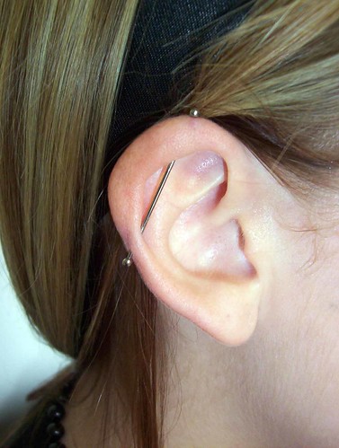 industrial ear piercing. 18g industrial piercing