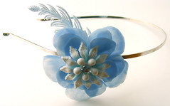 Blue and White Vintage Flowers Headband