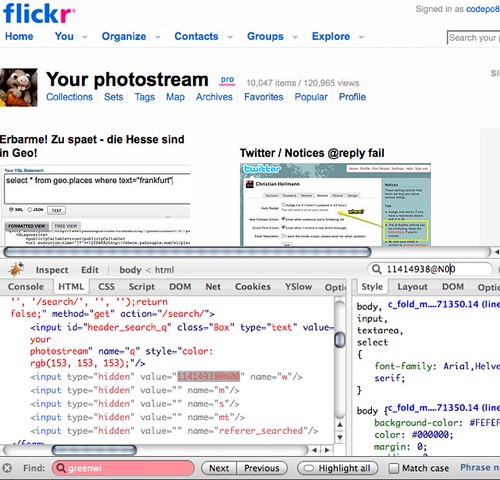 finding your nsid on the flickr homepage by  you.