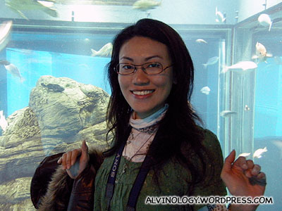 Rachel is happy at the aquarium