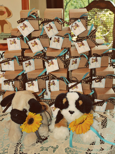 Baby shower theme, puppy dogs and sunflowers