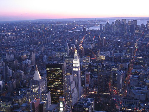 new york city skyline at sunset. New York City Skyline Sunset