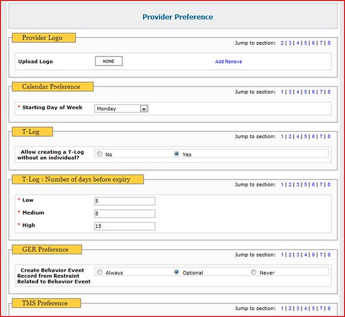 Screenshot of 'Provider Preference' Pge