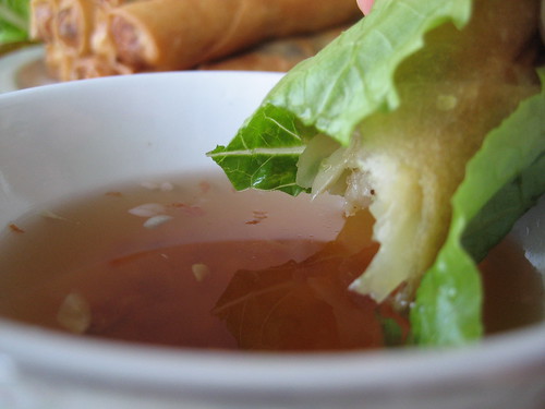 Dipping Egg Roll