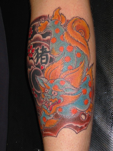 This tattoo mean so match! Chinese Dragon Tattoo.