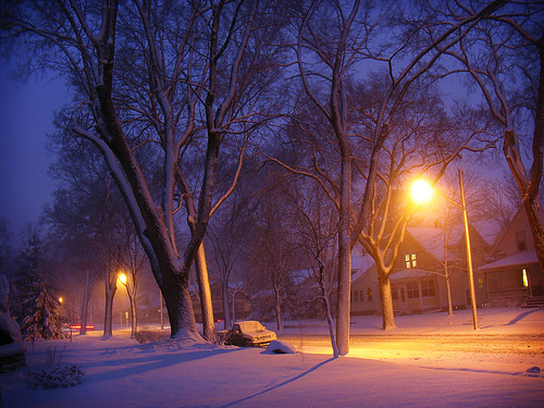 snowy neighborhood night 2 by Micah Taylor
