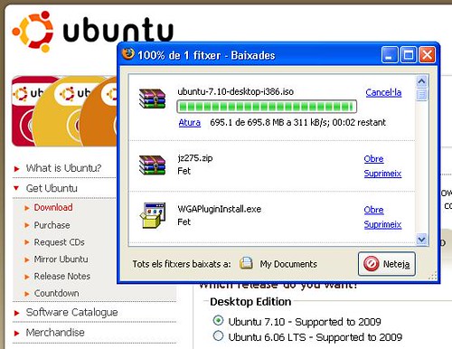 Ubuntu Gutsy download : 2 secs to go :D