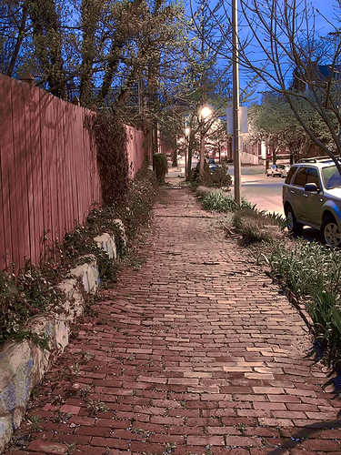Soulard neighborhood, in Saint Louis, Missouri, USA - brick sidewalk