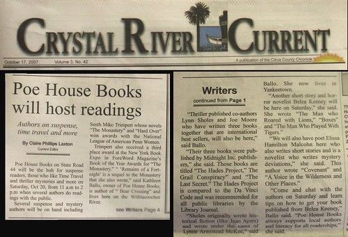 Crystal River Current on Poe House Books Author Event