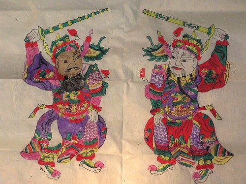 Chinese woodblock print door gods