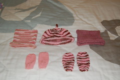 Baby sister's hats and mittens