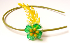 Green and Yellow Vintage Flowers Headband